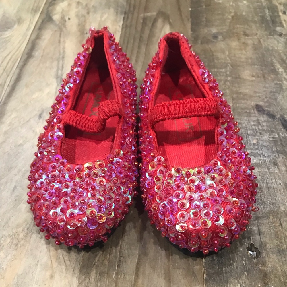 Red sequin shoes